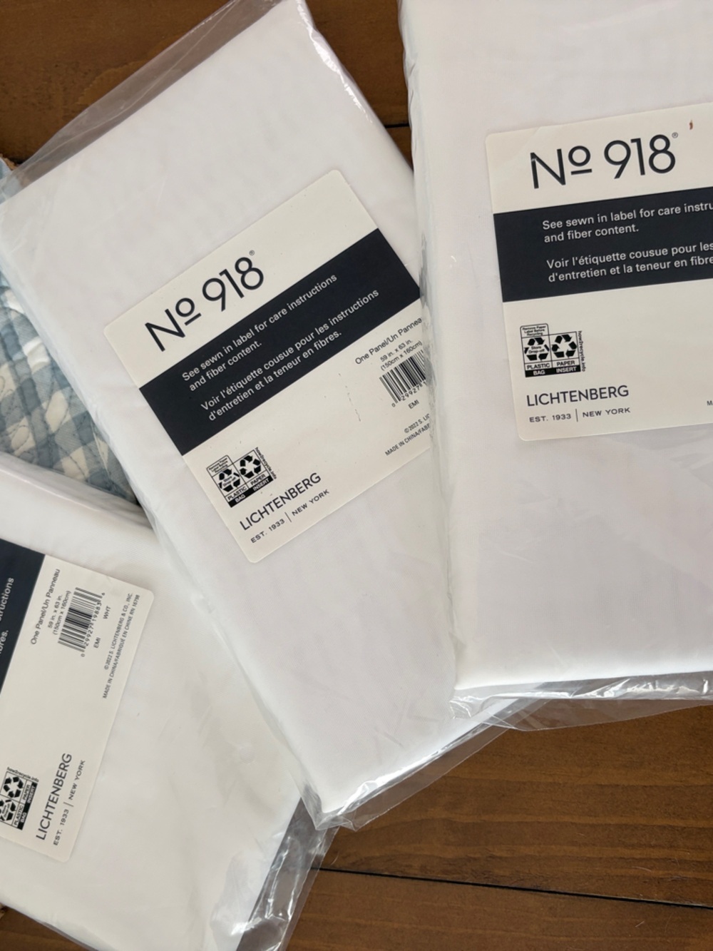 No. 918 White Curtain Panels Set (3) - White NEW 59” X 63”